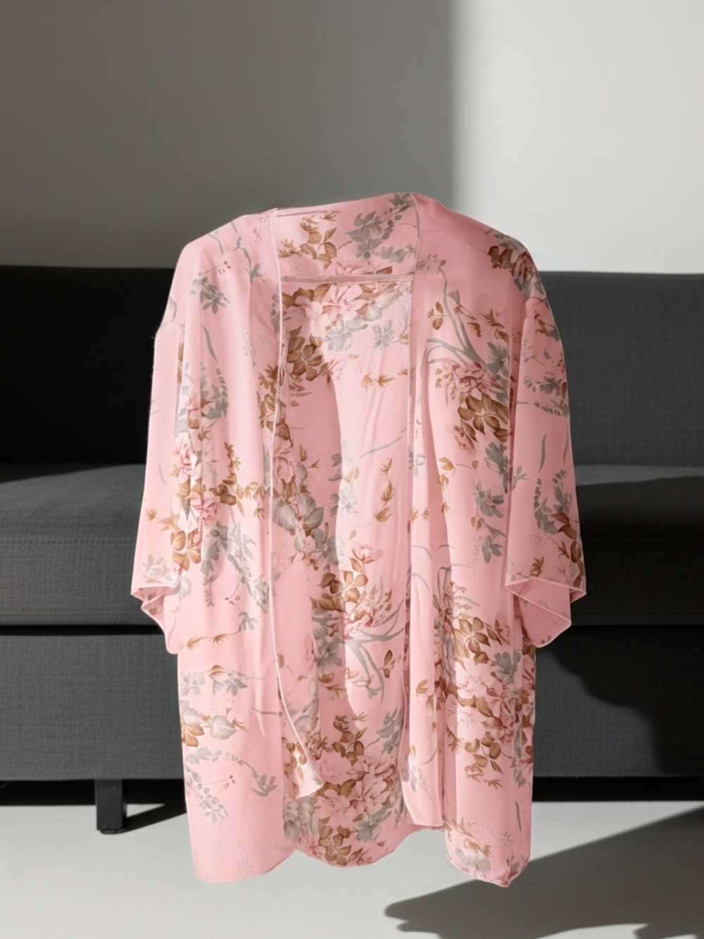 Women's Pink Floral Kimono - Lightweight